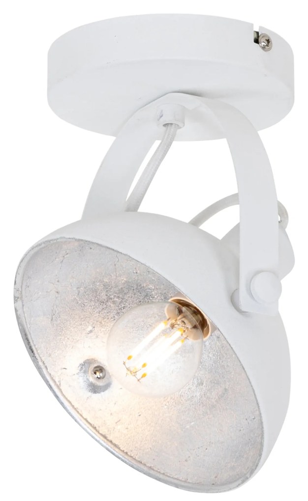 Индустриален плафон бял със сребро 15 см регулируем - Magnax