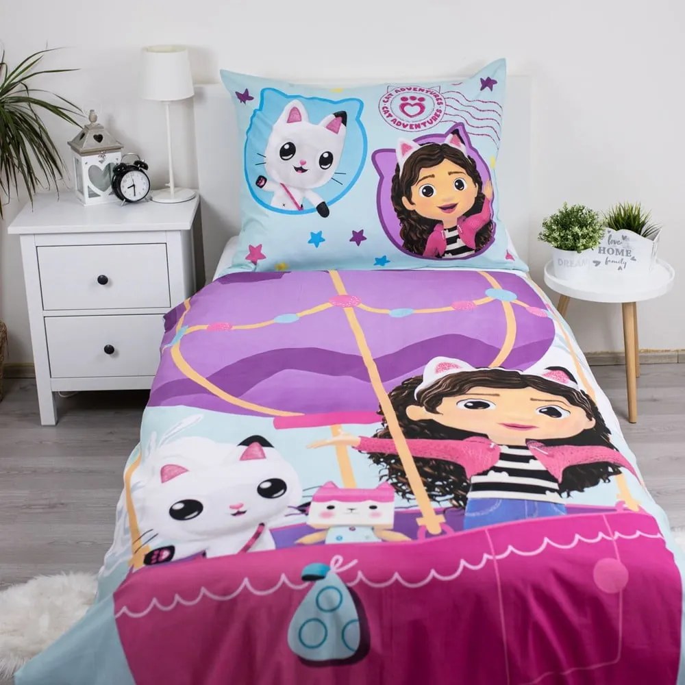 Единично памучно детско спално бельо 140x200 cm Gabby's Dollhouse "Balloon" – Jerry Fabrics