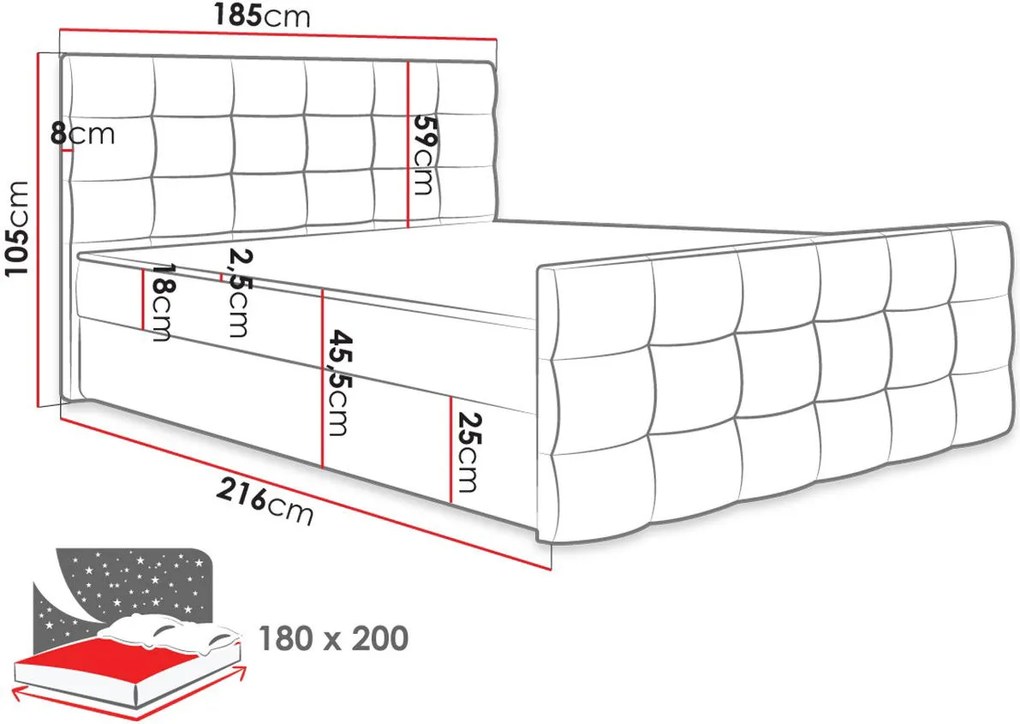 Тапицирано легло Milano II-Beige-180 x 200