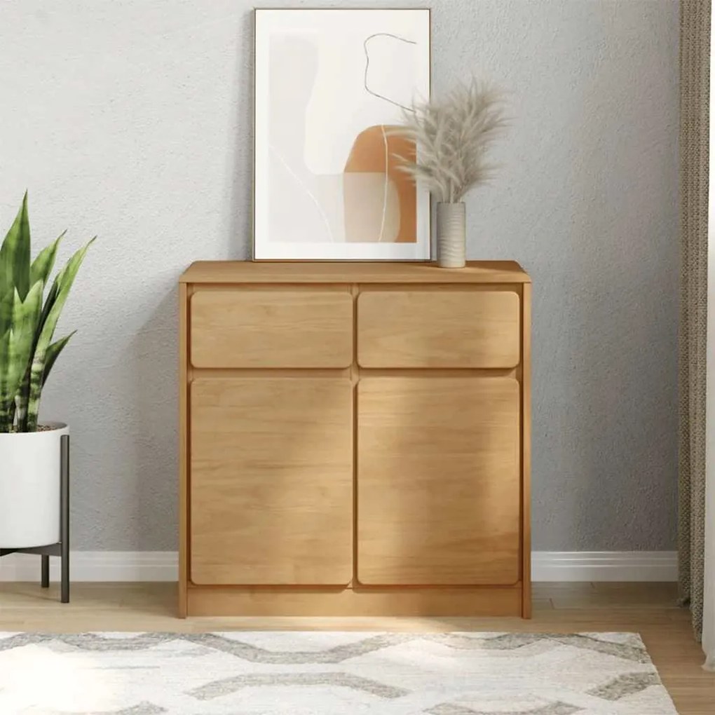 377600 vidaXL Бюфет "SAUDA", дъб, 80x43x75,5 см, борово дърво масив