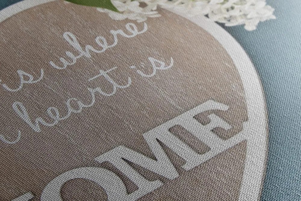 Картина на платно – Сърце с цитат - Home is where your heart is