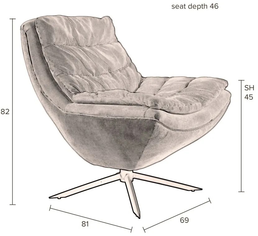 Кресло от бяло кадифе Vince - Dutchbone