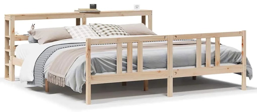 3305975 vidaXL Рамка за легло с табла, 180x200 см, борово дърво масив