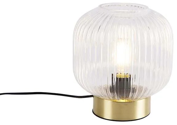 Арт Деко настолна лампа месинг със стъкло - Karel