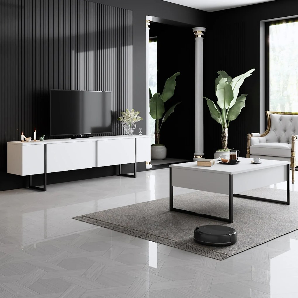Кафе маса Luxe, цвят Бял Черен