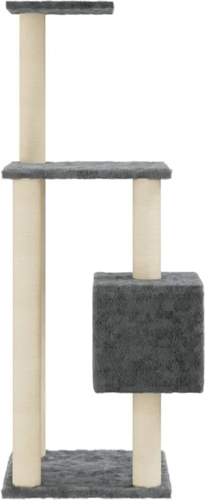 Котешко дърво със сизалени стълбове, тъмносиво, 104 см