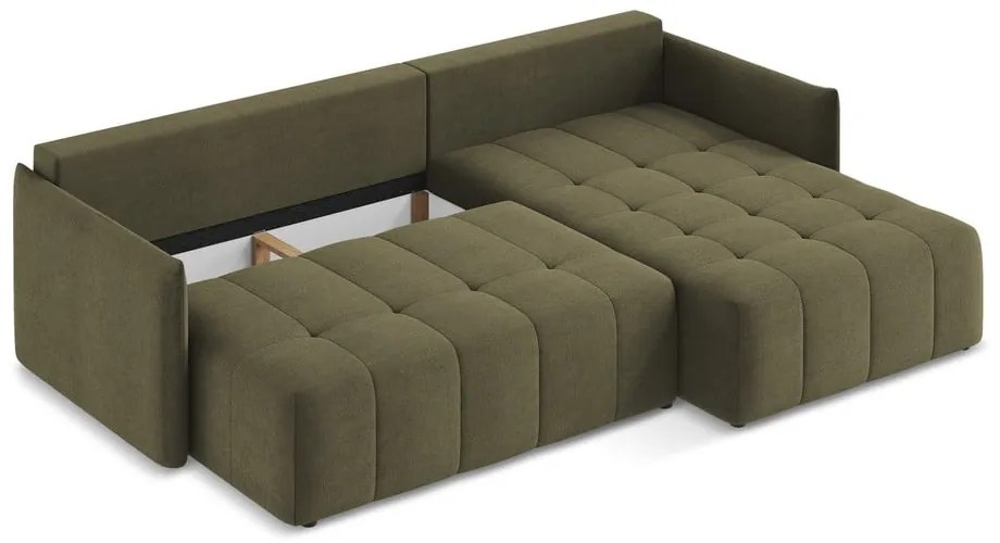 Разтегателен ъглов диван с място за съхранение в цвят каки (десен ъгъл) Moku – Makamii