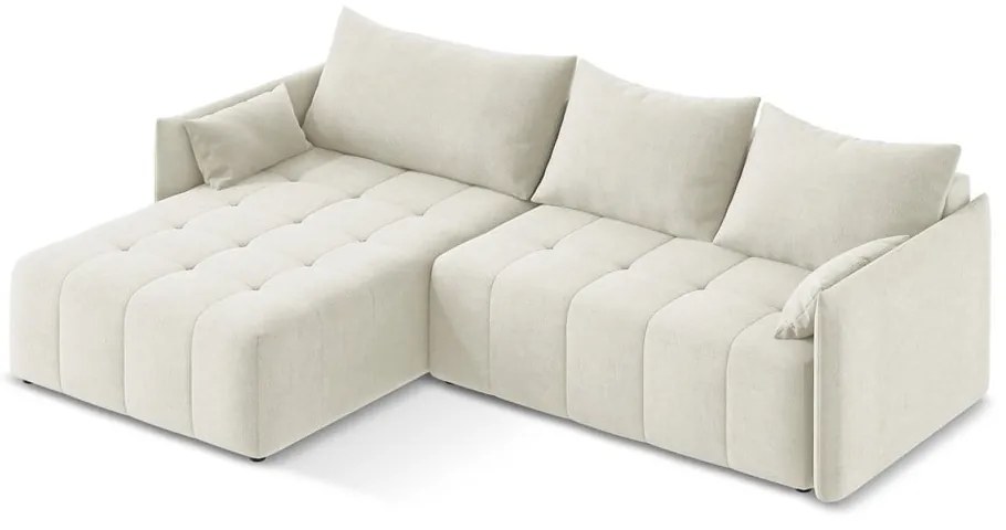 Бежов разтегателен ъглов диван с място за съхранение (ляв ъгъл) Moku – Makamii