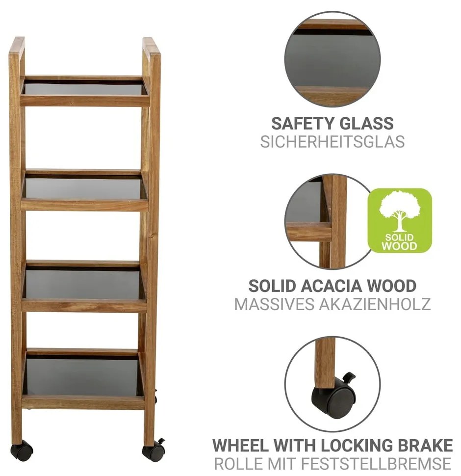 Рафт за баня от масивна акация в черен и естествен цвят 35x101,5 cm Fondi – Wenko