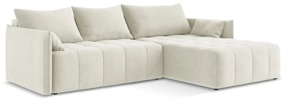 Бежов разтегателен ъглов диван с място за съхранение (десен ъгъл) Moku – Makamii