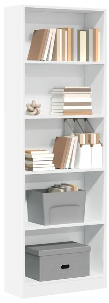 857821 vidaXL Библиотека, бяла, 60x24x176 см, инженерно дърво