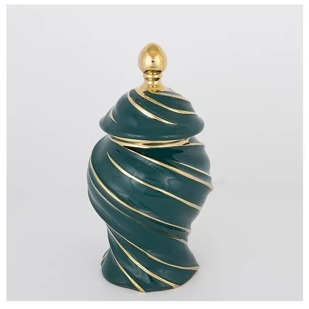 Керамичен буркан 30x17 см златист/зелен