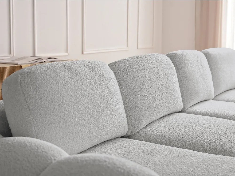 Светлосив сгъваем/с място за съхранение ъглов диван от прежда с примки от букле (ляв ъгъл) Montaigne – Bobochic Paris