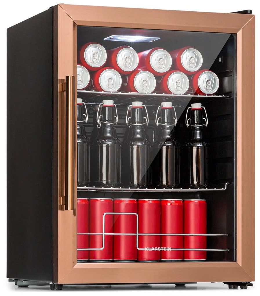 Klarstein Beersafe XL, хладилник, 60 литра, 2 рафта, панорамна стъклена врата, неръждаема стомана
