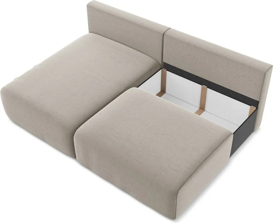 Кафяво-сив кадифен сгъваем/с място за съхранение ъглов диван (ляв ъгъл) Kalena – Makamii
