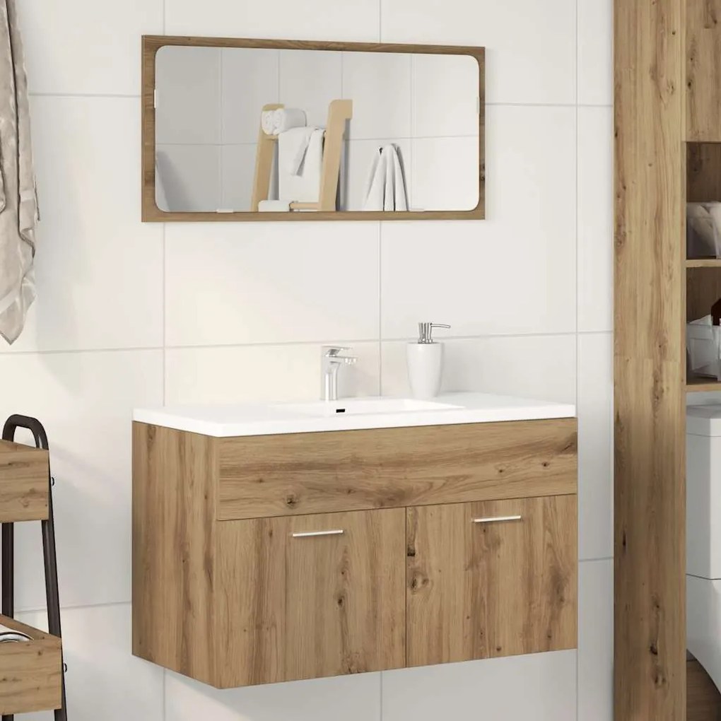 856212 vidaXL Шкаф за мивка за баня, дъб артизан 80x38,5x46см инженерно дърво