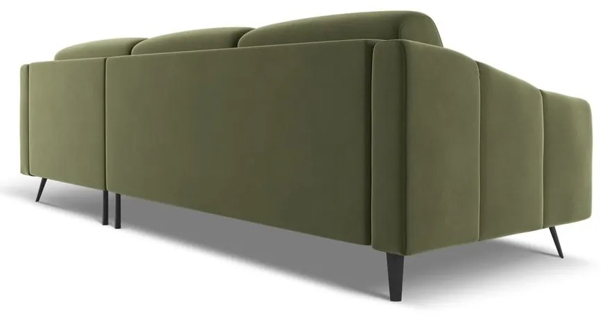 Зелен кадифен ъглов диван (десен ъгъл) Nalu – Makamii