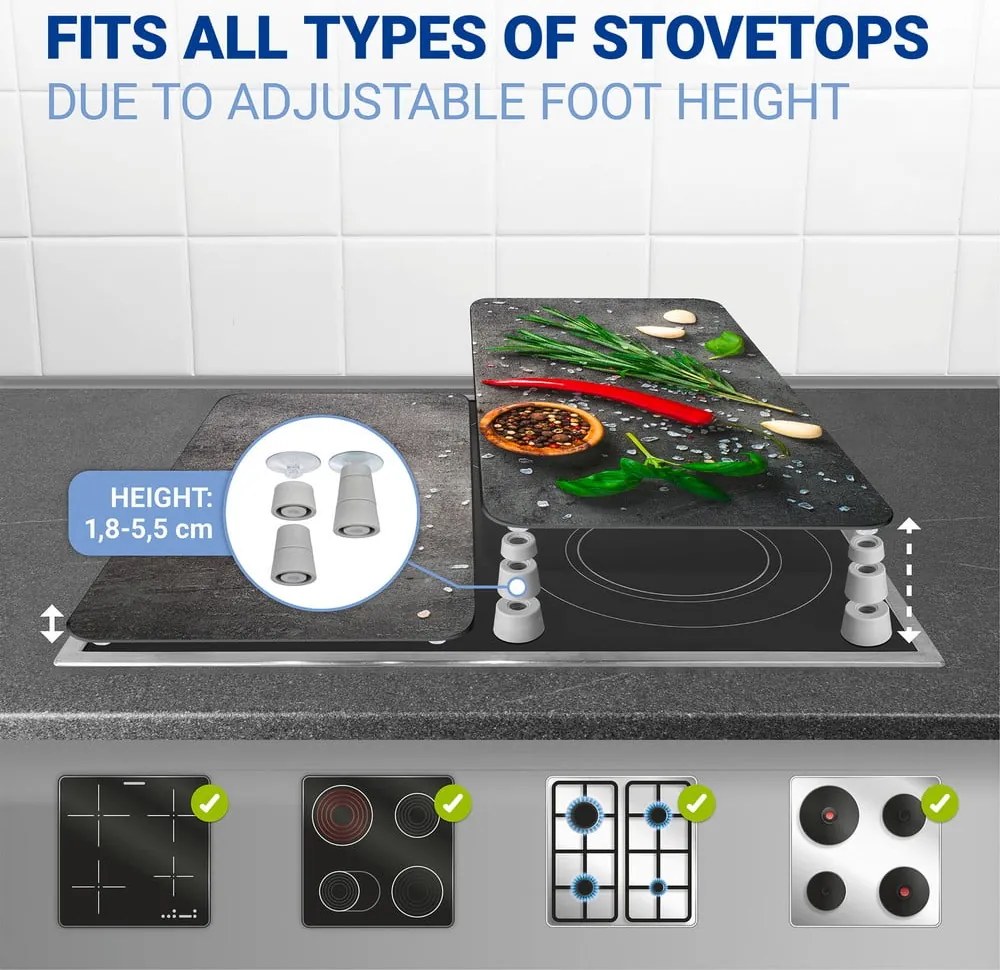 Капаци за печка в комплект от 2 броя от закалено стъкло 52x30 cm Rosemary - Maximex