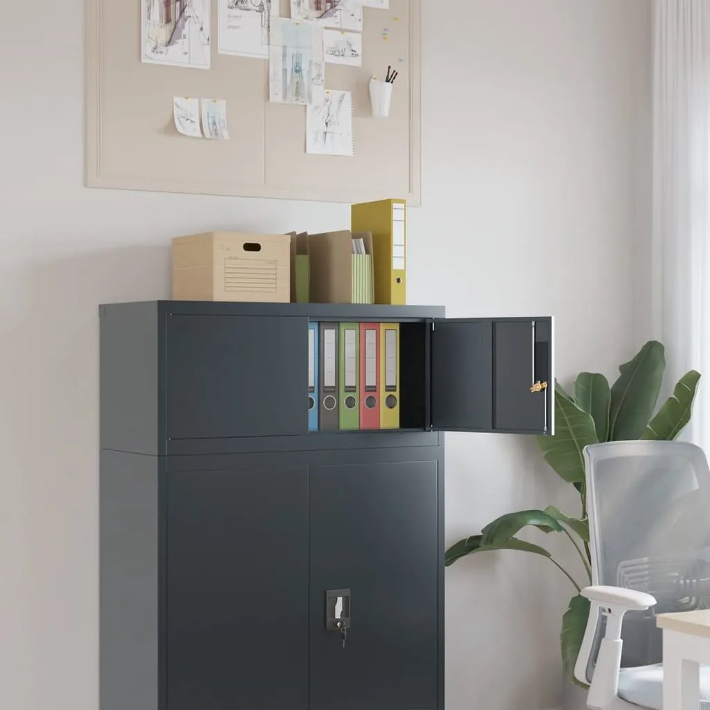 339719 vidaXL Шкаф за папки антрацит 90x40x40 см стомана