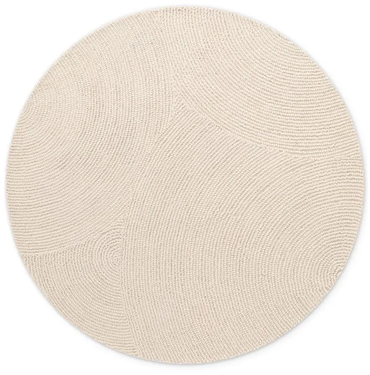 Ръчно изработен вълнен кръгъл килим в светло естествен цвят ø 150 cm Eleni Natural White – Hanse Home