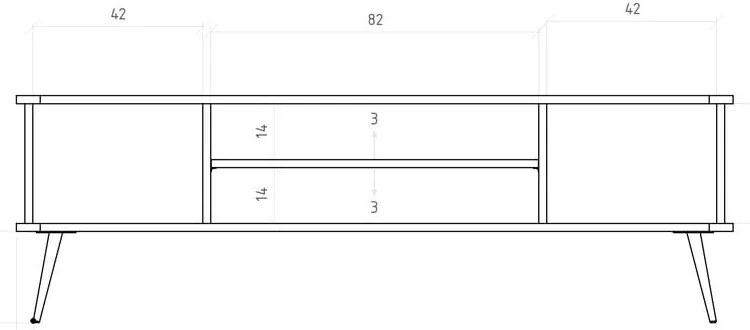 Масичка за телевизор от дъбова дървесина в естествен цвят 180x57 cm Kula - The Beds