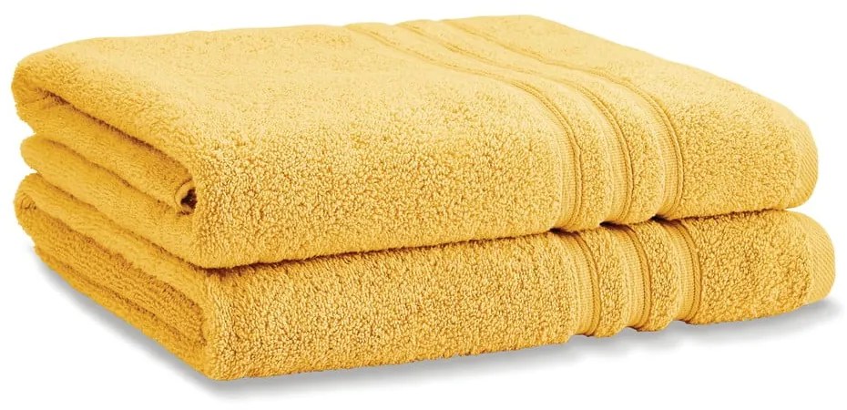 Жълти памучни хавлиени кърпи в комплект от 2 бр. от тери 90x140 cm Zero Twist – Catherine Lansfield