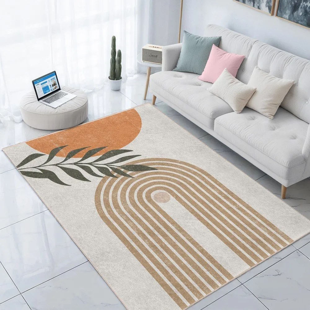 Кремава пътека подходяща за пране 80x200 cm Dot Arch – Mila Home