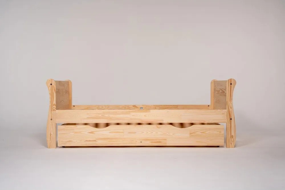 Детско разтегателно легло от масивен бор с място за съхранение с включена подматрачна рамка в естествен цвят 90x180 cm Roma – Adeko