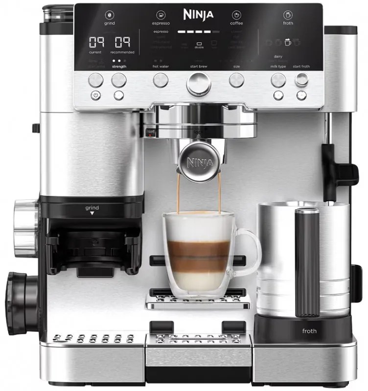 Кафеавтомат 3в1 Ninja Luxe Café Premier ES601, 1650W, 15 bar, 2л, Barista Assist, Безконтактно текстуриране, 4 режима, 3 темп. настройки, Инокс/черен