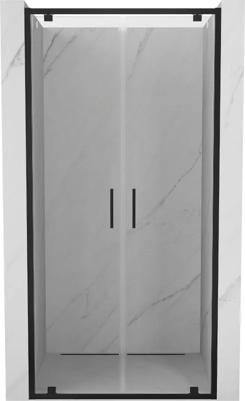 Mexen Exo двойни душ врати 90 см, прозрачни, черни - 8182-090-000-70-00
