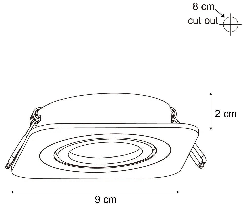 Комплект от 6 заоблени вградени спота Gunmetal GU10 50mm регулируеми IP44 - Alberto