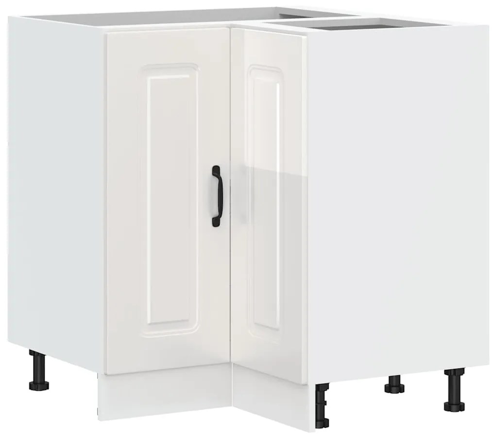 853509 vidaXL Кухненски ъглов шкаф, "Kalmar", бял гланц, инженерно дърво