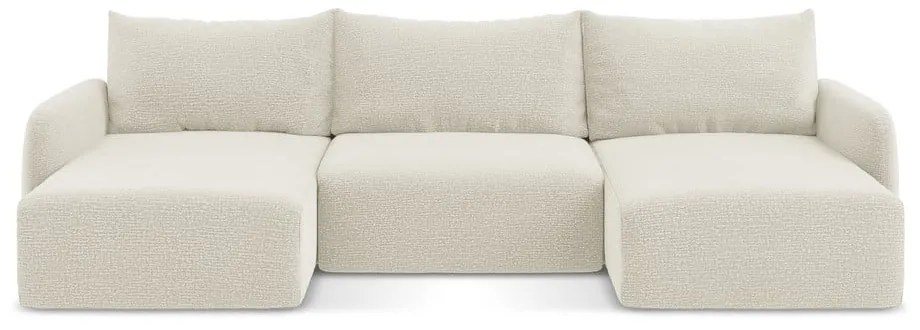 Кремав разтегателен ъглов диван с място за съхранение Kalena – Makamii