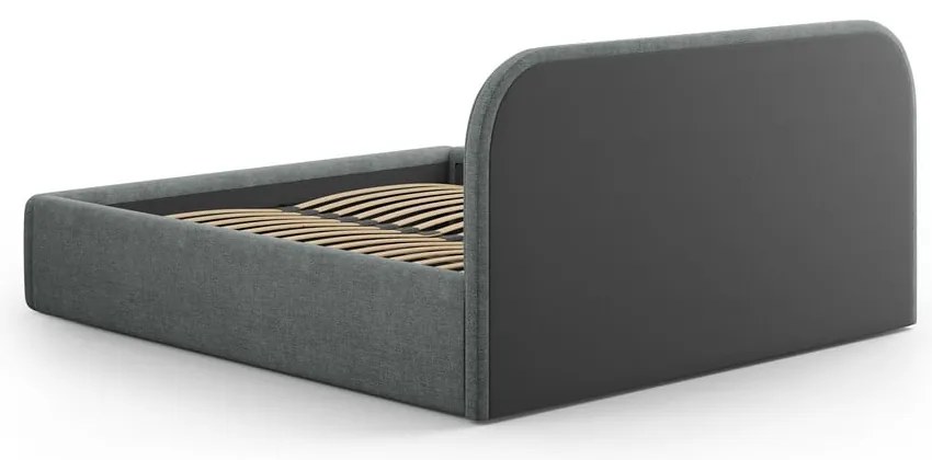 Тъмносиво двойно легло 160x200 cm тапицирано с място за съхранение с включена подматрачна рамка Juno – Windsor & Co Sofas
