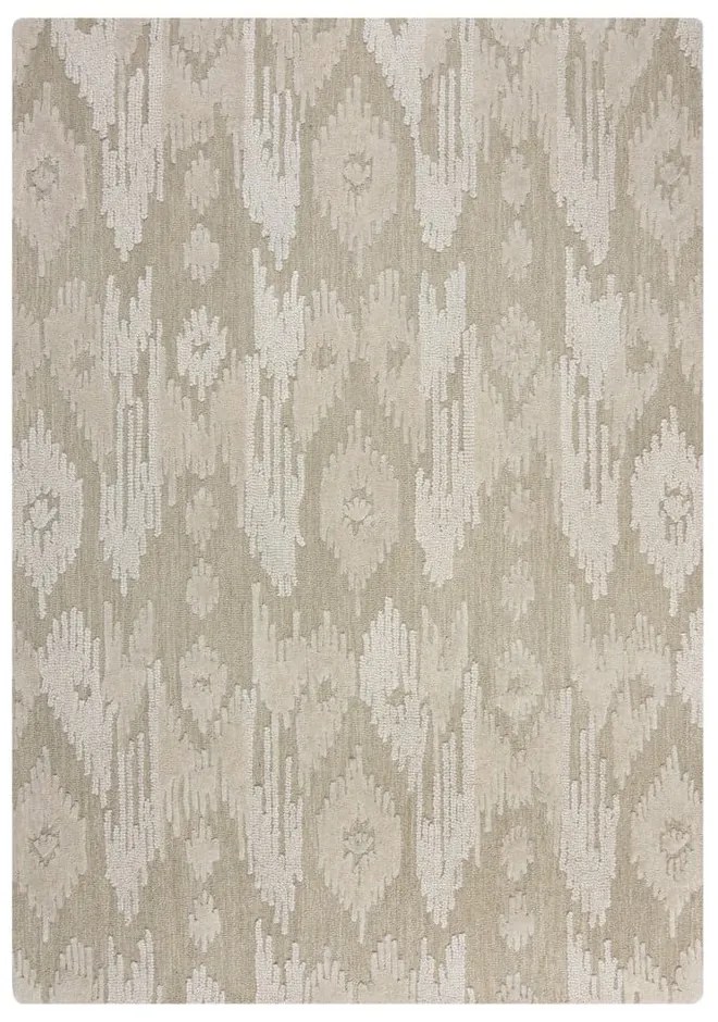 Бежов ръчно изработен вълнен килим 200x290 cm Dion Ikat – Flair Rugs