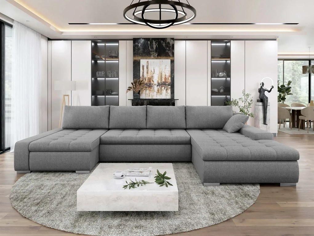 Ъглов диван Caro-Сива светлина