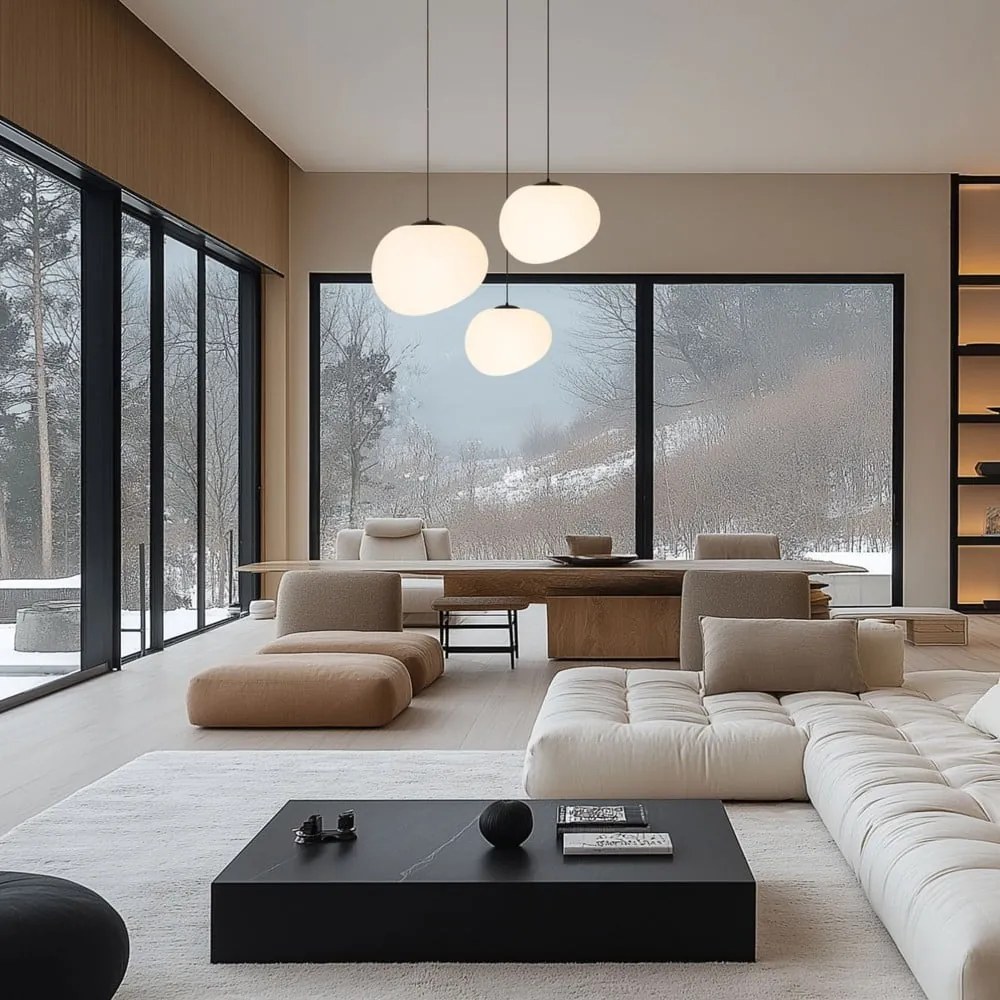 Черно-бяло висящо осветително тяло ø 25 cm Stones – Candellux Lighting