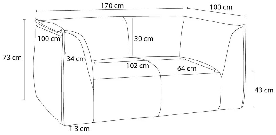 Кафяв диван от прежда с примки от букле 170 cm Giorgia – Bobochic Paris