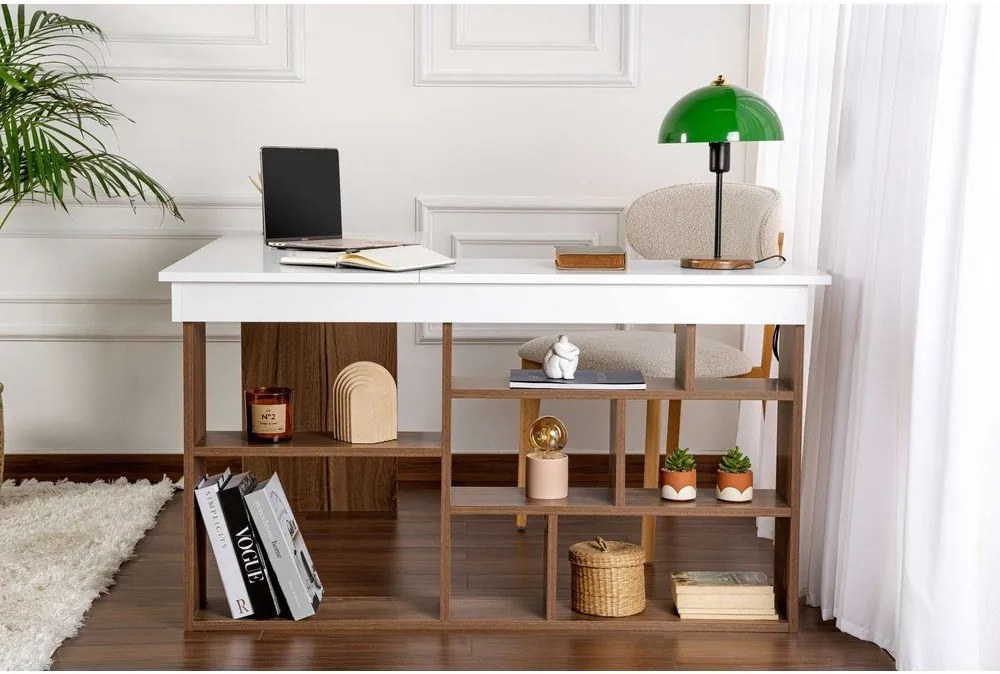 Работна маса с орехов декор 120x130 cm Vesper – Kalune Design