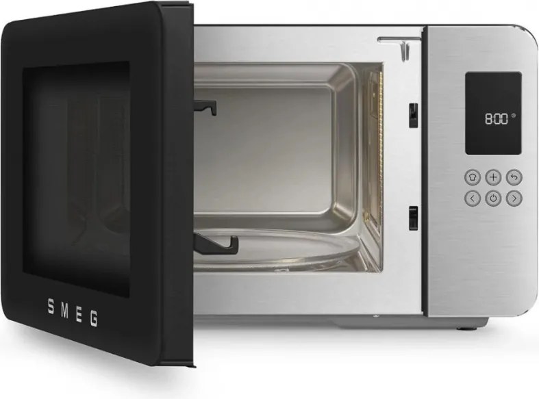 Микровълнова фурна с грил 4в1 SMEG Collezione MOC01BLMEU, 1900W, 29 л, 18 програми, Плавно затваряне, Звуков сигнал, LCD, Черен мат