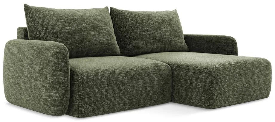 Зелен разтегателен ъглов диван с място за съхранение (десен ъгъл) Kalena – Makamii