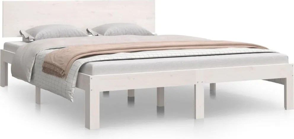 810476 vidaXL Рамка за легло, бяла, бор масив, 140x190 см