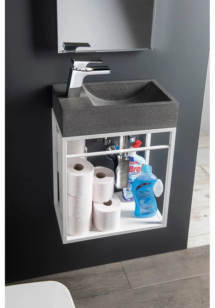 Бяла метална стенна стойка без мивка 39,5x45 cm Crest – Sapho