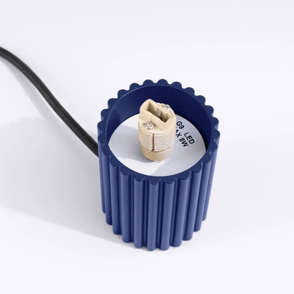 Тъмносиня настолна лампа със стъклен абажур (височина 19 cm) Orbital – Sollux