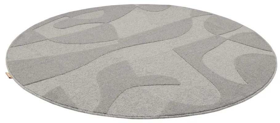 Сив вълнен кръгъл килим ø 200 cm Morphic Botanica – Agnella