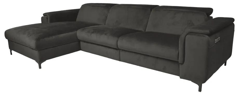 Ъглов диван от сиво кадифе (ляв ъгъл) Brito - MESONICA