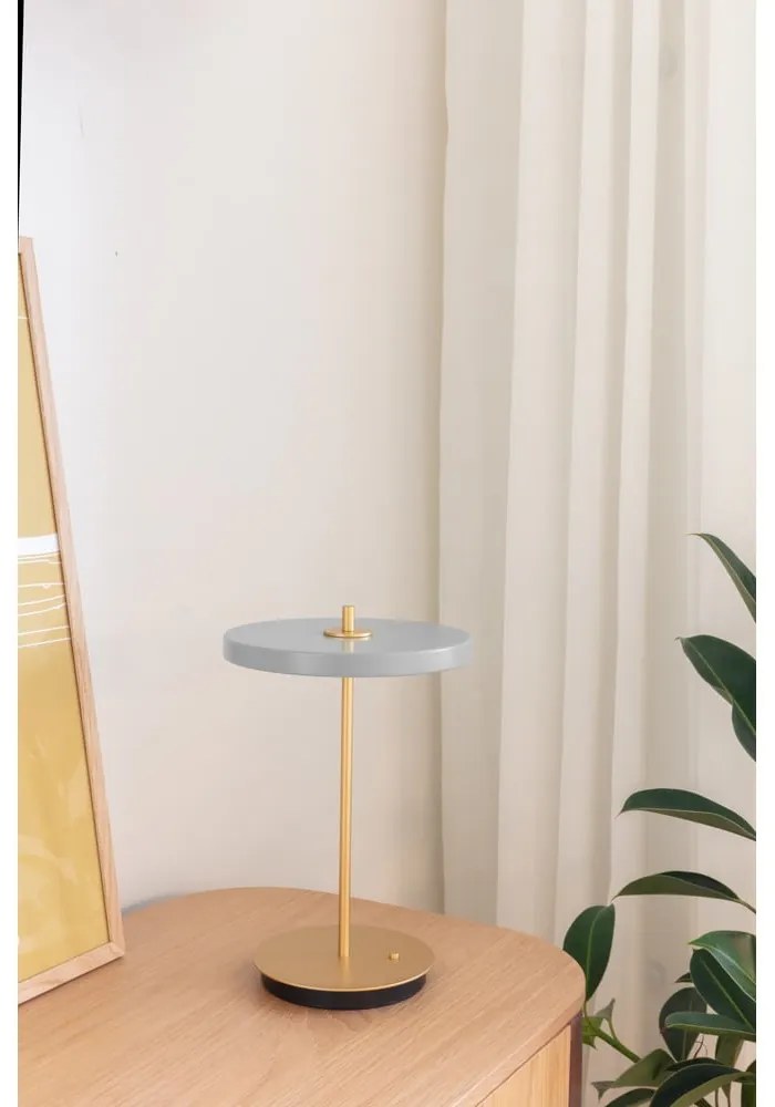 Светлосива LED затъмняваща се настолна лампа с метален абажур (височина 31 cm) Asteria Move – UMAGE