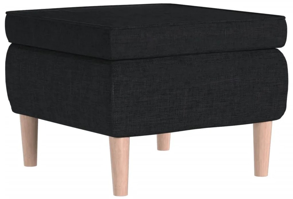 329448 vidaXL Табуретка с дървени крака, черна, текстил