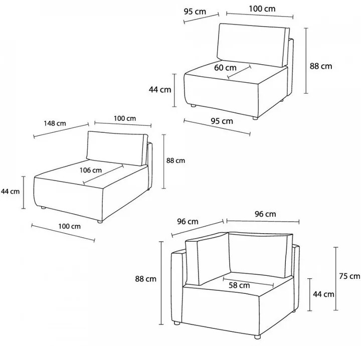 Светлосив велурен U-образен ъглов диван, ляв ъгъл Nihad modular - Bobochic Paris