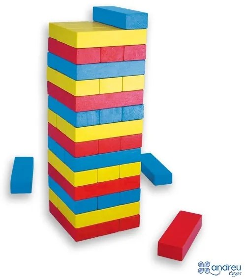 Andreu toys - Цветна балансна кула Дженга с две зарчета